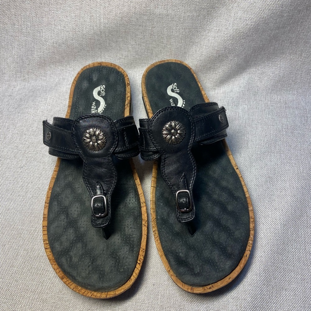Womens Softwalk Boulder Black Sandals Size 10M